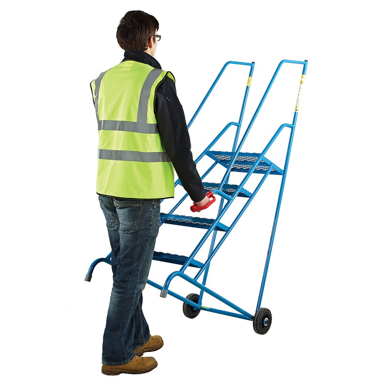 1 pcs - RS PRO 4 Tread Steel Steps 1m Platform Height, Blue