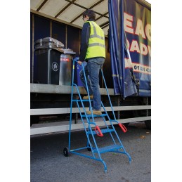 1 pcs - RS PRO 4 Tread Steel Steps 1m Platform Height, Blue