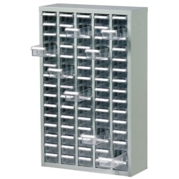 1 pcs - RS PRO 75 Drawer Storage Unit, Steel, 937mm x 586mm x 222mm, Grey