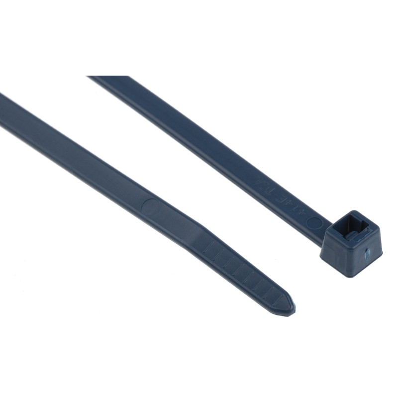 1 Bag of 100 - HellermannTyton Cable Tie, 200mm x 4.6 mm, Blue Metal Detectable, Pk-100