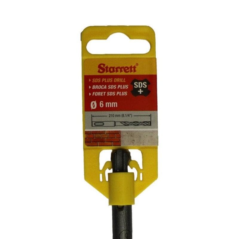 10 pcs - KBPS06C Starrett SDS Plus Series Carbide Tipped SDS Plus Drill Bit, 6mm Diameter, 210 mm Overall