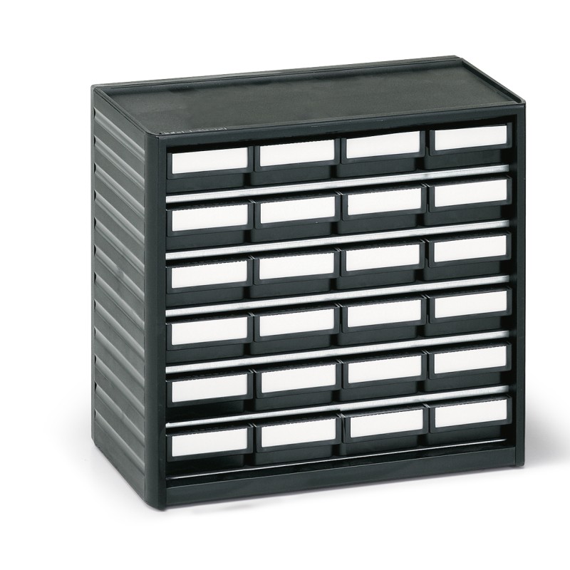 1 pcs - Treston 24 Drawer Storage Unit, PP, 290mm x 310mm x 180mm, Black