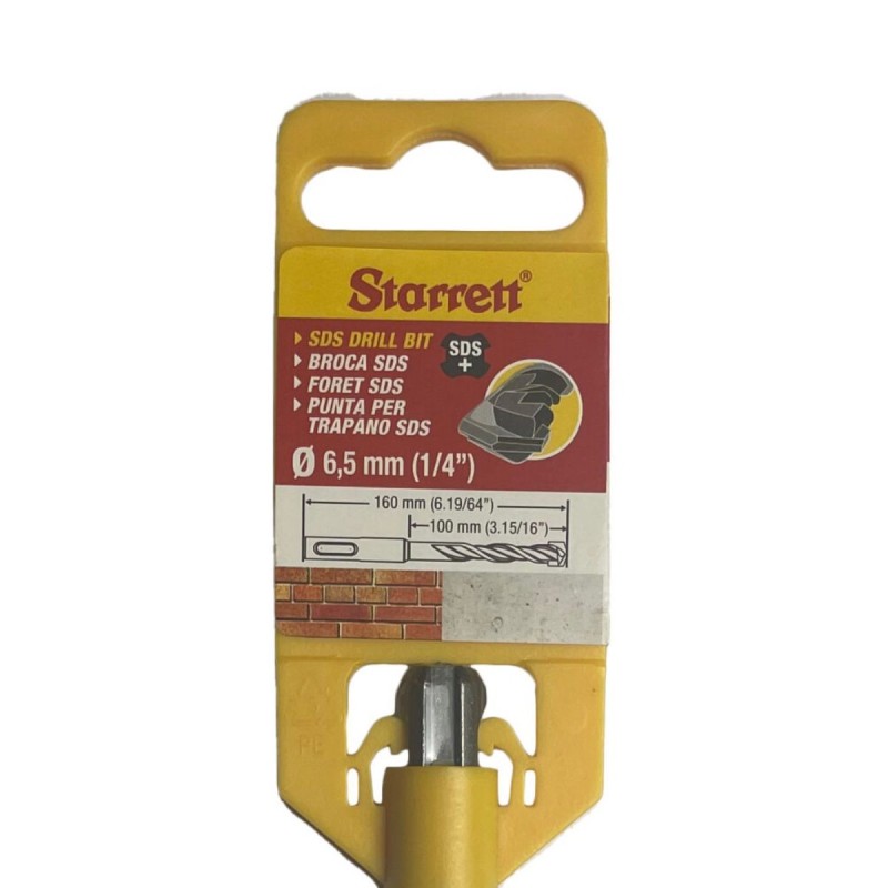 10 pcs - KBPS065B Starrett SDS Plus Series Carbide Tipped SDS Plus Drill Bit, 6.5mm Diameter, 160 mm Overall