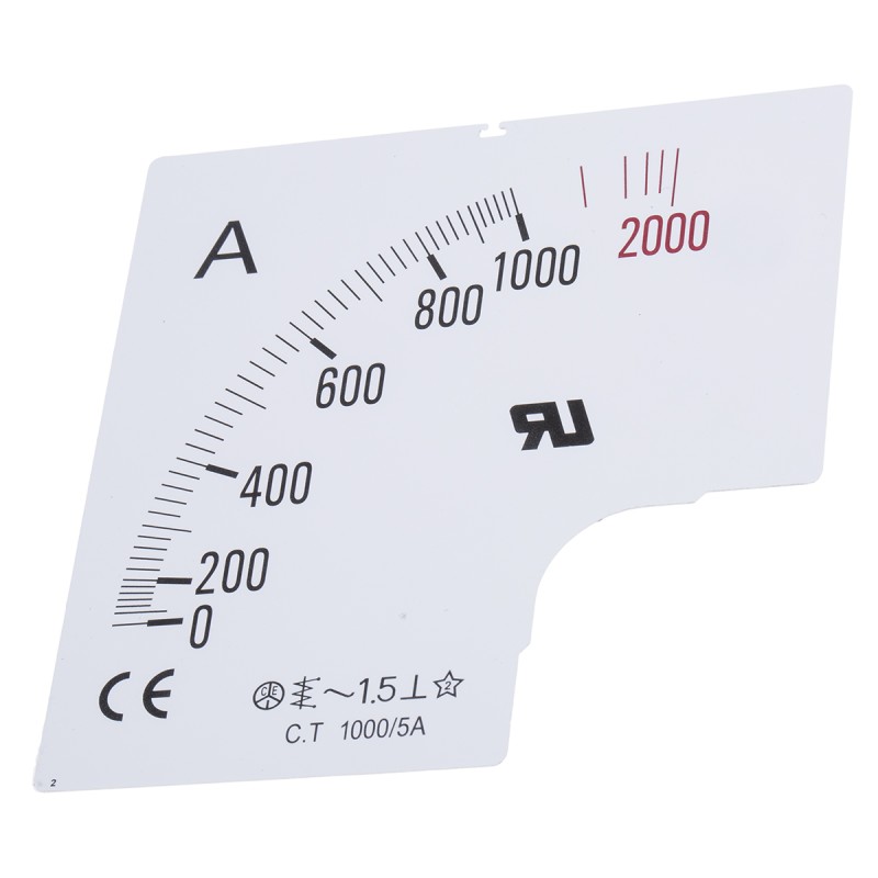 10 pcs - RS PRO 1000A Meter Scale For Use With 96 x 96 Analogue Panel Ammeter
