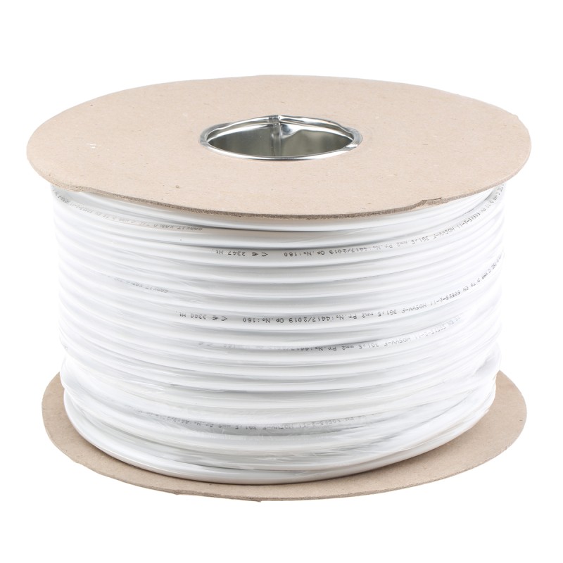 1 Reel of 100 M - RS PRO 3 Core Power Cable, 1.5 mm², 100m, White PVC Sheath, 3183Y, 16 A, 300 V, 500 V