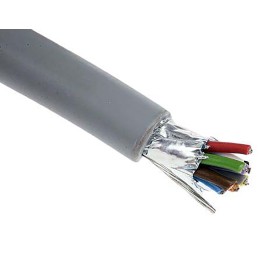 1 Reel of 50 M - Alpha Wire Multicore Data Cable, 0.23 mm², 10 Cores, 24 AWG, Screened, 50m, Grey Sheath