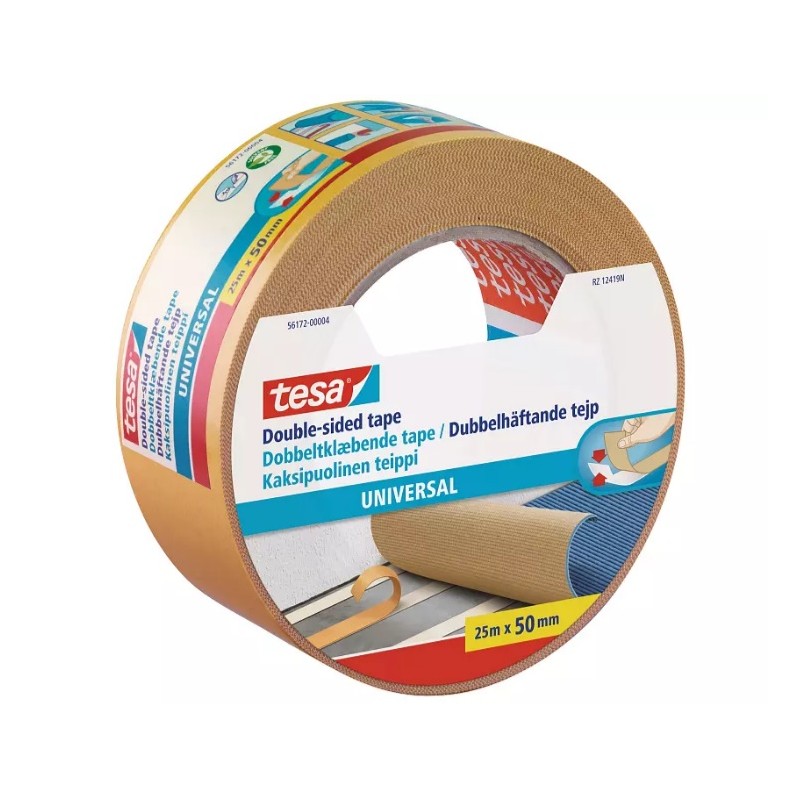 1 pcs - Tesa Double Sided Adhesive Square, 0.185mm Thick, PP Backing, 50mm x 25m