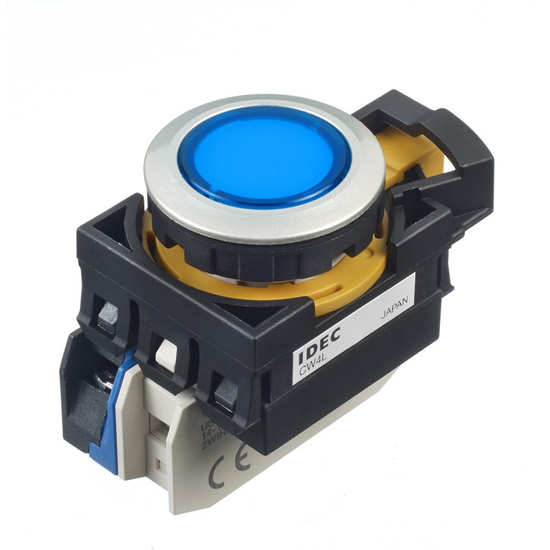 1 pcs - Idec CW Series Illuminated Push Button, Panel Mount, 22mm Cutout, SPST, IP65