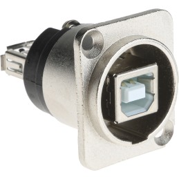 1 pcs - RS PRO Straight, Panel Mount, Socket Type B to A 2.0 USB Connector