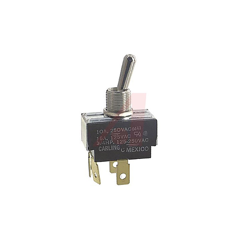 1 pcs - Carling Technologies Toggle Switch, Panel Mount, On-Off, DPST, Tab Terminal, 250V ac