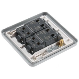 1 pcs - MK Electric Silver Metal Clad Switch, 2 Way, 2 Gang, Metalclad