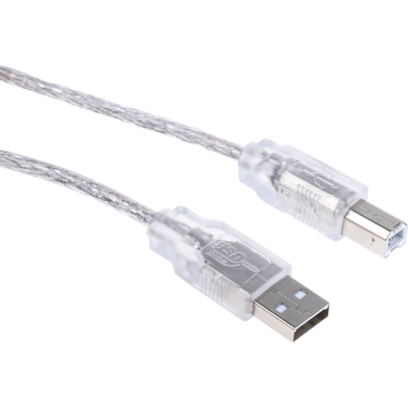 1 pcs - RS PRO USB 2.0 Cable, Male USB A to Male USB B Cable, 3m