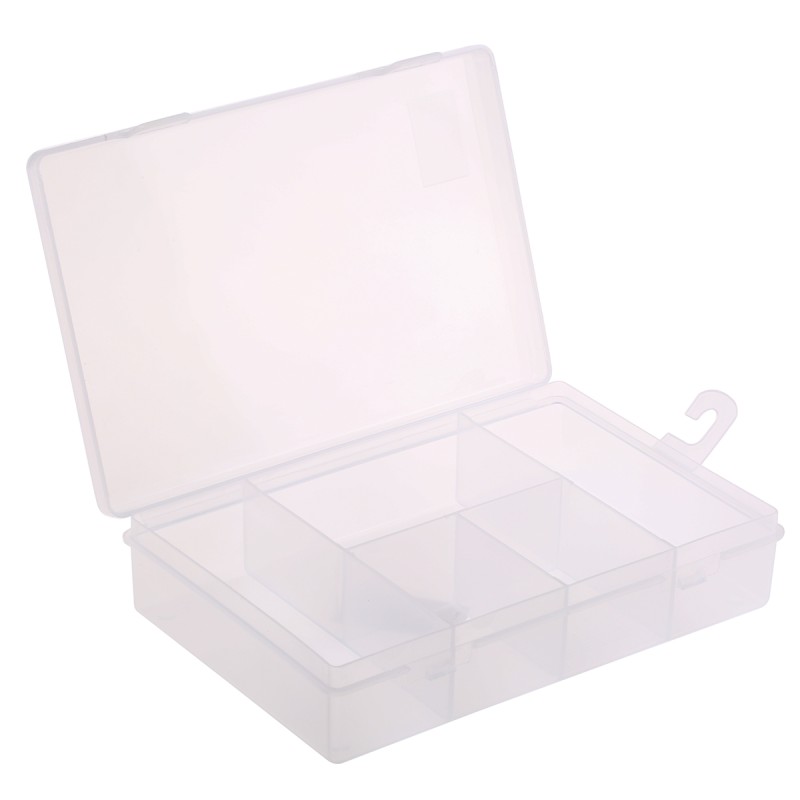1 pcs - RS PRO 5 Cell Transparent PP Compartment Box, 40mm x 181mm x 125mm