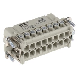 1 pcs - Epic Contact Heavy Duty Power Connector Insert, 14A, Female, H-A Series, 16 Contacts