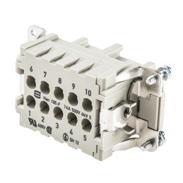 1 pcs - Han E Series size 16 A Connector Insert, Female, 10 Way, 10A, 500 V