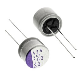 200 pcs - Panasonic 100μF Through Hole Polymer Capacitor, 20V dc