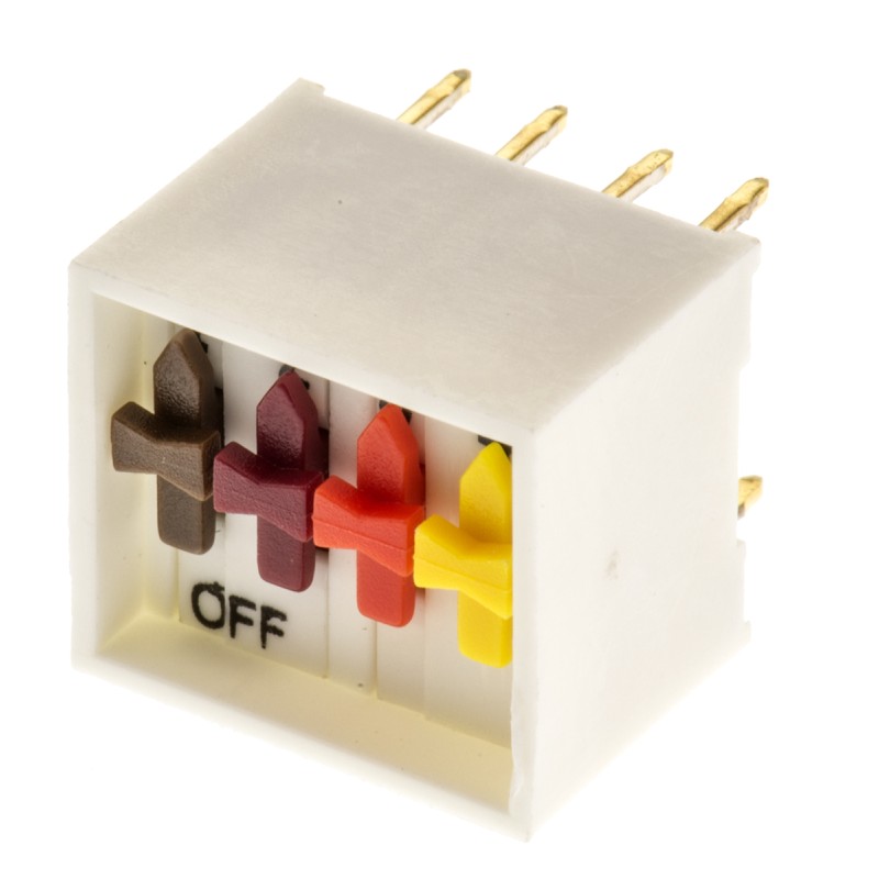 1 pcs - ERG 4 Way Through Hole DIP Switch 4PST