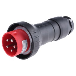 1 pcs - Eaton, GHG IP54, IP66 Black Cable Mount 3P + N + E Heavy Duty Power Connector Plug, Rated At 32A, 415 V