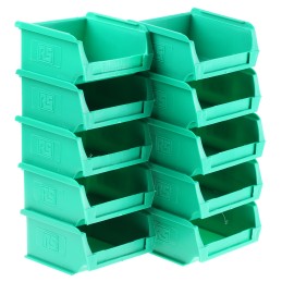 10 pcs - RS PRO PP Storage Bin, 50mm x 100mm, Green