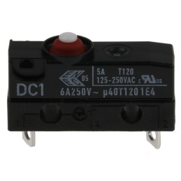 1 pcs - ZF Button Micro Switch, Solder Terminal, 6 A @ 250 V ac, SPST, IP6K7
