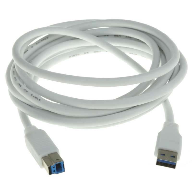 1 pcs - RS PRO USB 3.0 Cable, Male USB A to Male USB B Cable, 3m