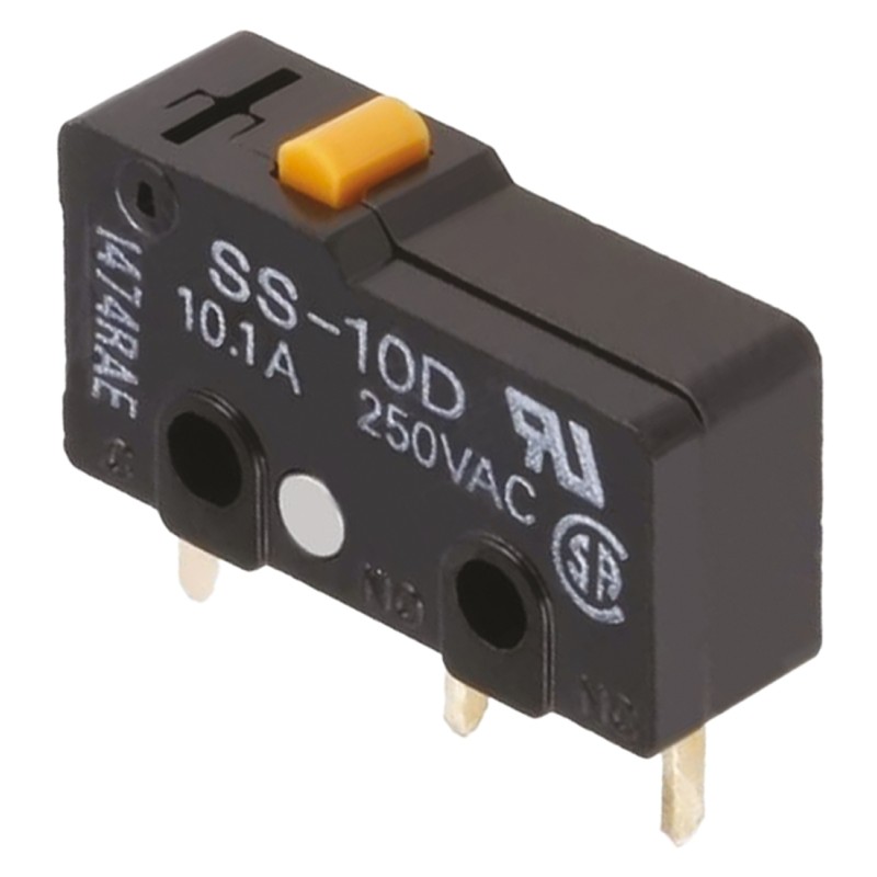 1 pcs - Omron Pin Plunger Micro Switch, PCB Terminal, 10.1 A @ 250 V ac, SPDT, IP40