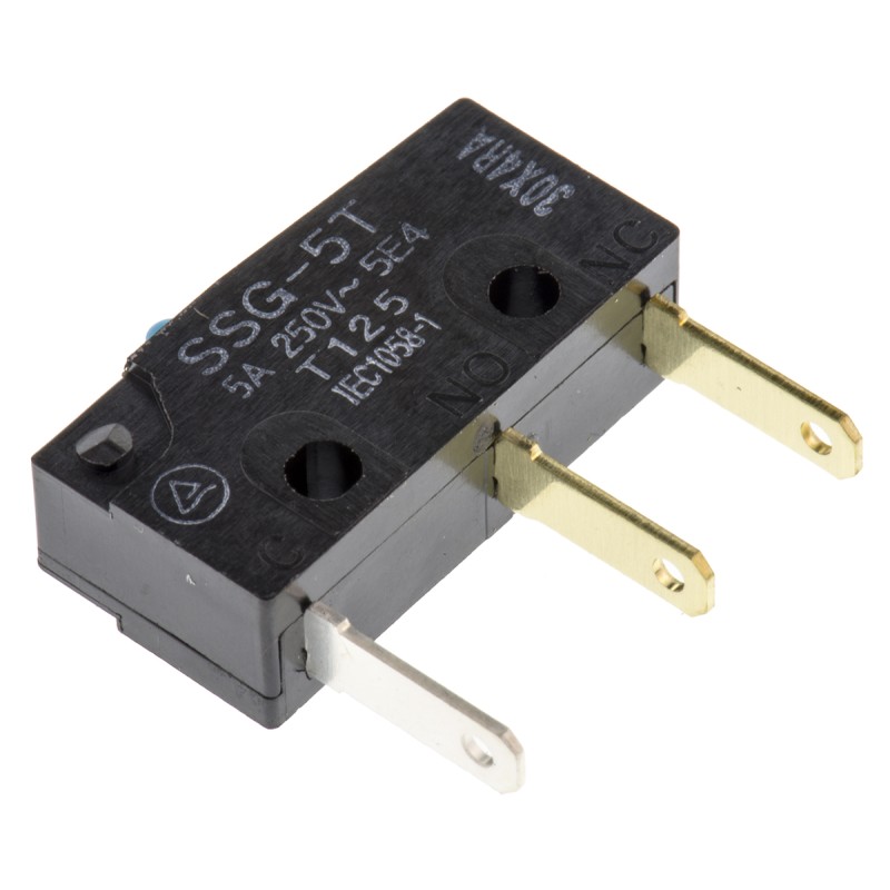 1 pcs - Omron Pin Plunger Subminiature Micro Switch, Tab Terminal, 5 A @ 125 V ac, SPDT, IP40