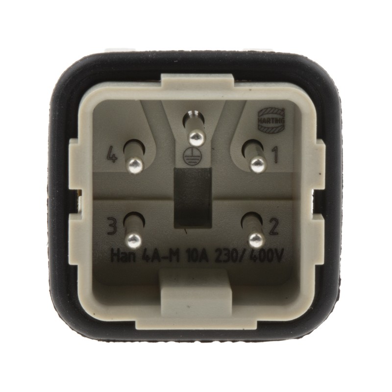 1 pcs - HARTING Heavy Duty Power Connector Insert, 10A, Male, Han A Series, 4 Contacts