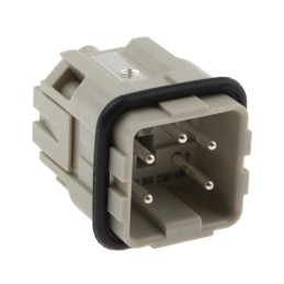 1 pcs - HARTING Heavy Duty Power Connector Insert, 10A, Male, Han A Series, 4 Contacts