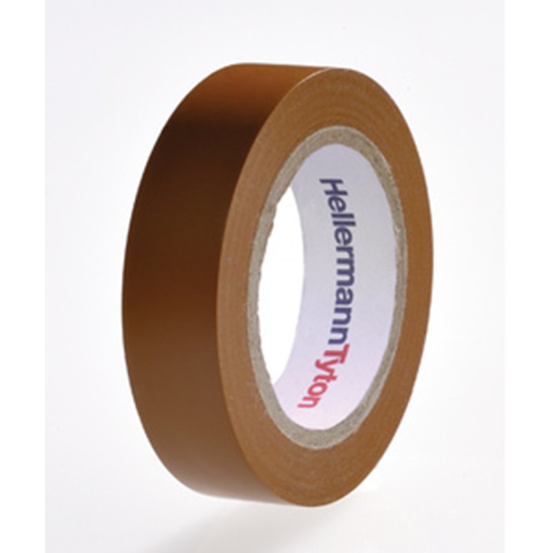 10 pcs - HellermannTyton HelaTape Flex Brown Electrical Tape, 15mm x 10m