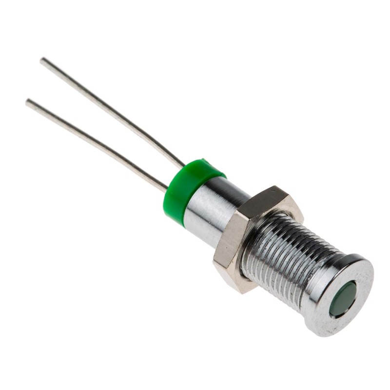 1 pcs - RS PRO Green Panel Mount Indicator, 2V dc, 6mm Mounting Hole Size, IP67