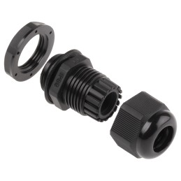 1 Bag of 10 - HellermannTyton NGM Series Black Nylon Cable Gland, M20 Thread, 6mm Min, 12mm Max, IP68