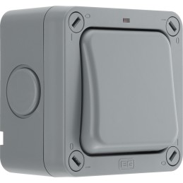 1 pcs - BG Electrical Grey Outdoor Light Switch, 2 Way, 1 Gang, Storm
