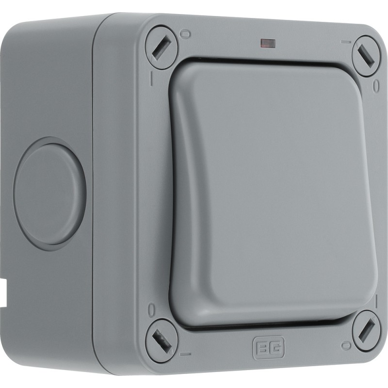 1 pcs - BG Electrical Grey Outdoor Light Switch, 2 Way, 1 Gang, Storm