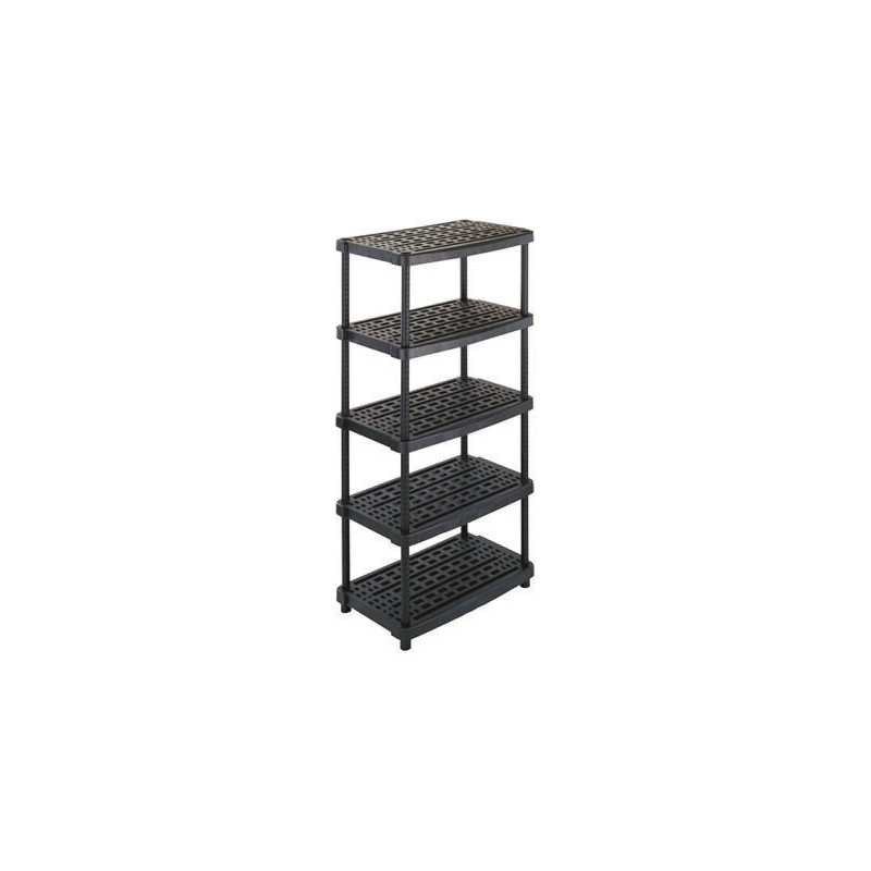 1 Set - RS PRO Black 5 Shelf PP Shelving System, 1885mm x 930mm, 590mm, 70kg Load