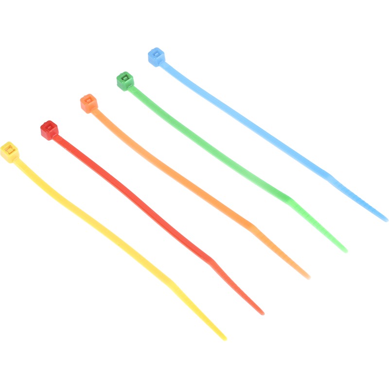 1 Bag of 250 - RS PRO Cable Tie, 100mm x 2.5 mm, Assorted Nylon, Pk-250