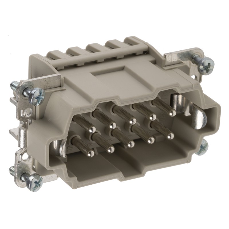 1 pcs - Epic Contact Heavy Duty Power Connector Insert, 16A, Male, H-BE Series, 10 Contacts