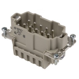 1 pcs - Epic Contact Heavy Duty Power Connector Insert, 16A, Male, H-BE Series, 10 Contacts