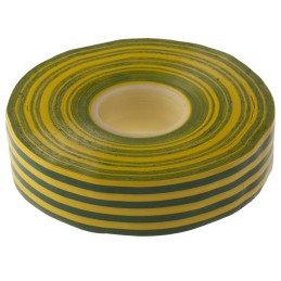 1 Reel of 33 M - Advance Tapes AT7 Green/Yellow PVC Electrical Tape, 19mm x 33m