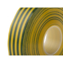 1 Reel of 33 M - Advance Tapes AT7 Green/Yellow PVC Electrical Tape, 19mm x 33m