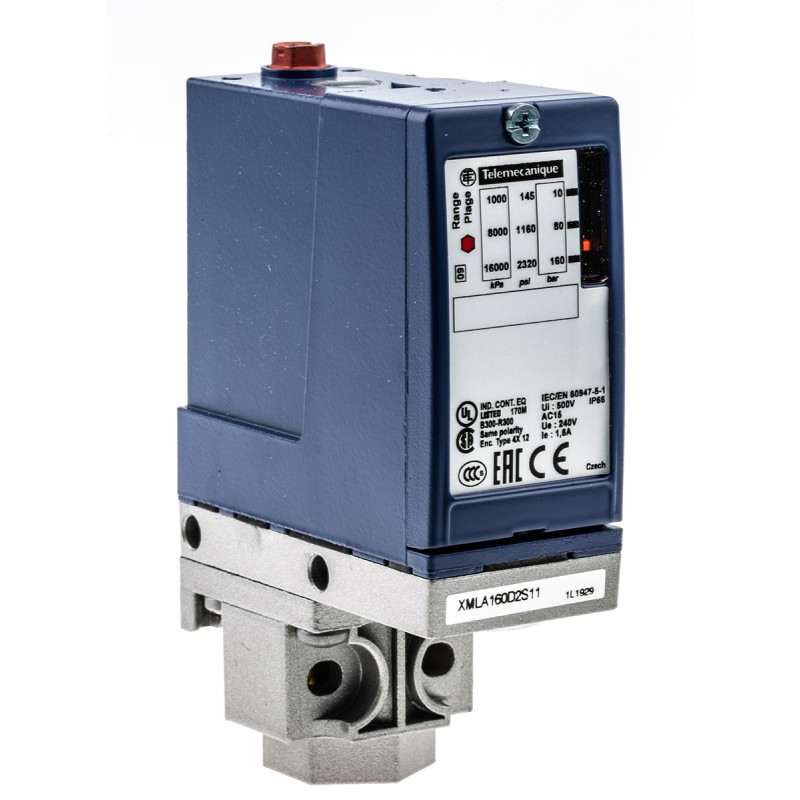 1 pcs - Telemecanique Sensors Pressure Sensor, 10bar Min, 160bar Max, Relay Output, Differential Reading