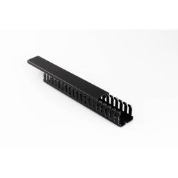 2 pcs - Beta Duct 3346 Black Slotted Panel Trunking - Open Slot, W25 mm x D50mm, L2m, Noryl