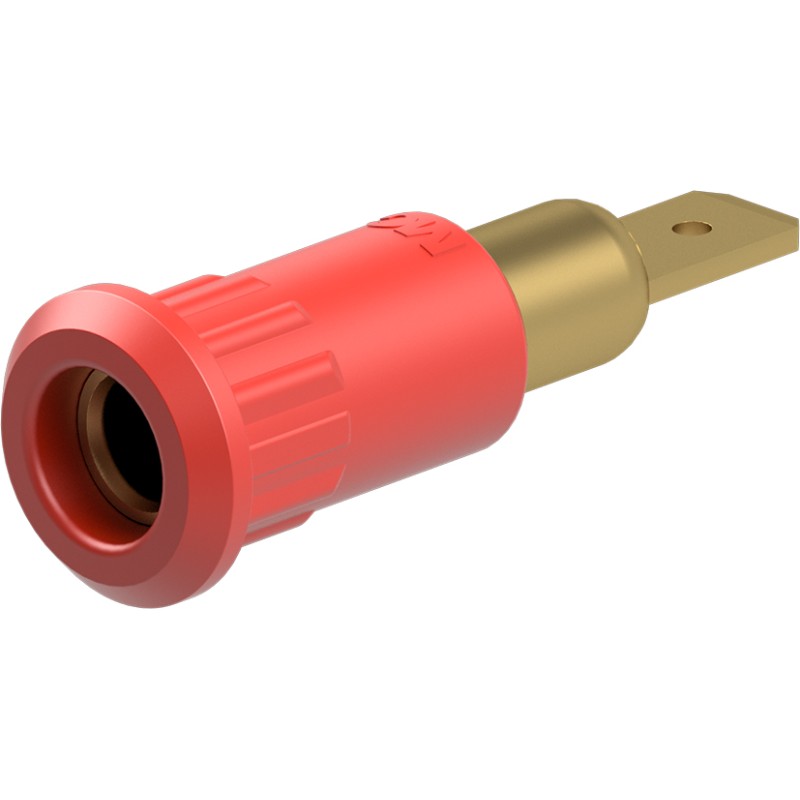 1 pcs - Staubli Red Socket Test Socket, Tab Termination, 25A, 30V ac, Gold Plating