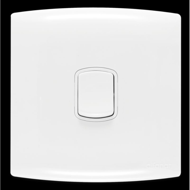 1 pcs - Contactum White Rocker Light Switch, 2 Way, 1 Gang, Alfanar