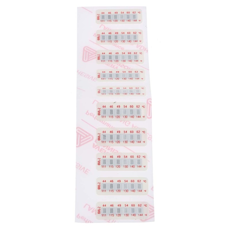 10 pcs - RS PRO Non-Reversible Temperature Sensitive Label, 44°C to 62°C, 6 Levels