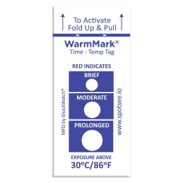 10 pcs - SpotSee Non-Reversible Temperature Sensitive Label, +30°C to +37°C, 1 Level Levels
