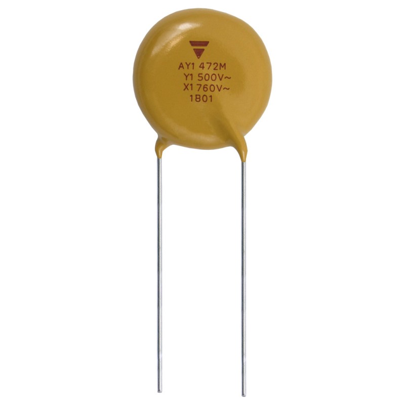 1000 pcs - Vishay Single Layer Ceramic Capacitor (SLCC) 470pF 500V ac ±20% Y5U Dielectric, AY1, Through Hole +125°C Max Op. Temp