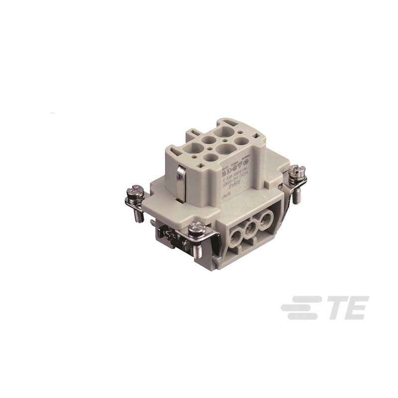 1 pcs - TE Connectivity Heavy Duty Power Connector Insert, 16A, Female, HDC HE Series, 6 Contacts