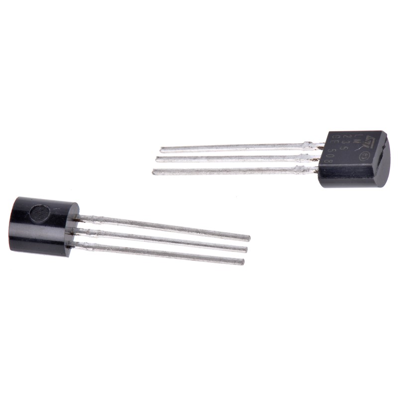 10 pcs - STMicroelectronics Temperature Sensor, Voltage Output, Through Hole Mount, Analogue, ±1°C, 3 Pins