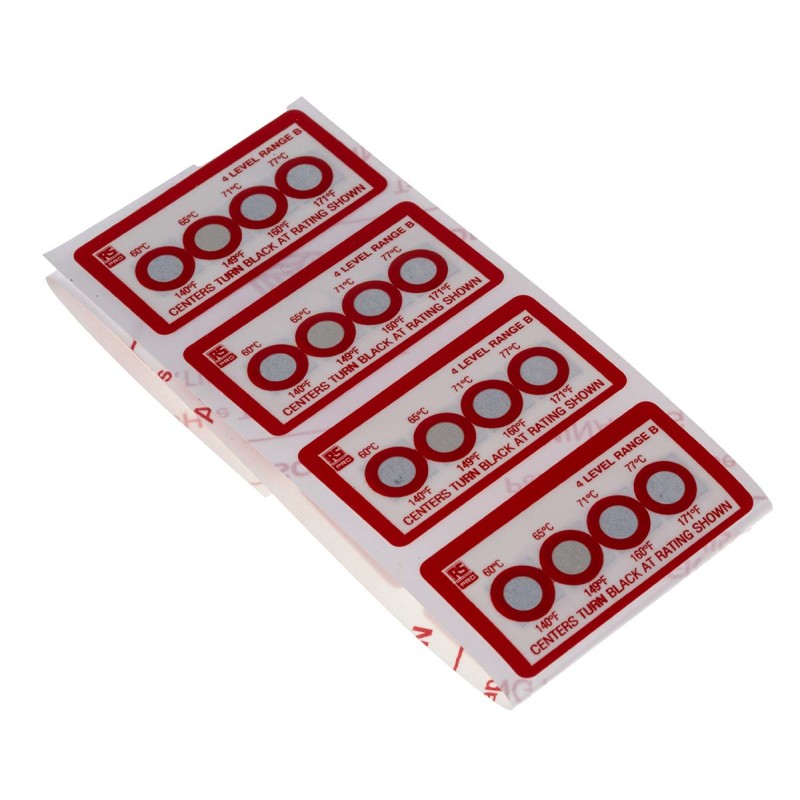 10 pcs - RS PRO Non-Reversible Temperature Sensitive Label, 60°C to 77°C, 4 Levels